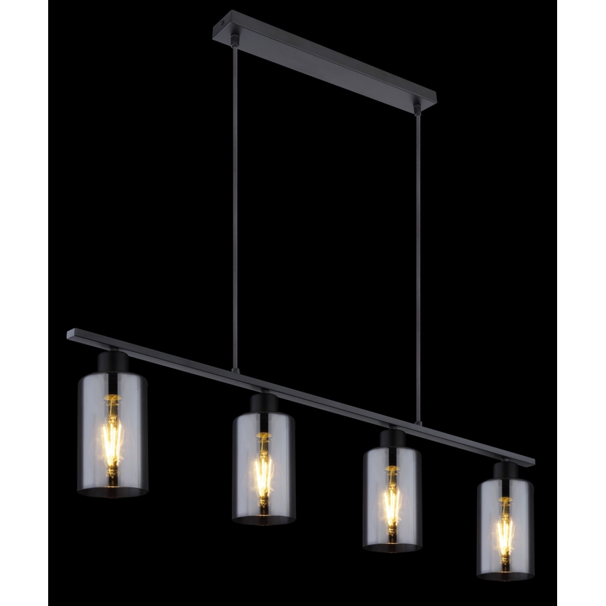 Globo - Suspension filaire 4xE27/60W/230V noir