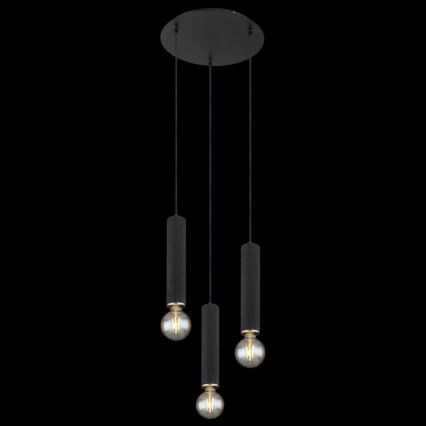 Globo - Suspension filaire 3xE27/60W/230V bois noir