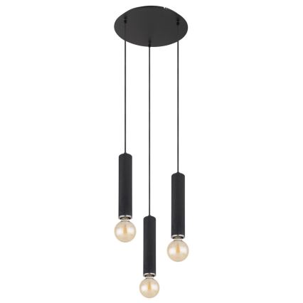 Globo - Suspension filaire 3xE27/60W/230V bois noir