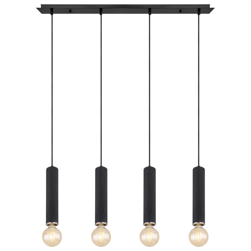 Globo - Suspension filaire 4xE27/60W/230V bois noir