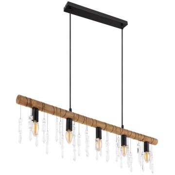 Globo 15532-5H - Suspension sur câble KIRA 5xE14/40W/230V noir/marron