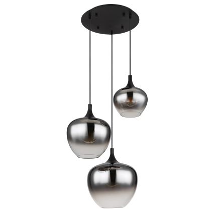 Globo - Suspension filaire 3xE27/40W/230V d. 48 cm noir