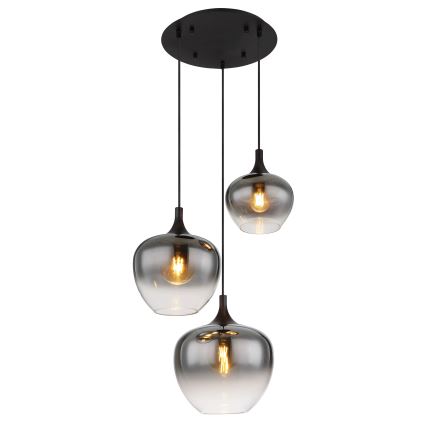 Globo - Suspension filaire 3xE27/40W/230V d. 48 cm noir