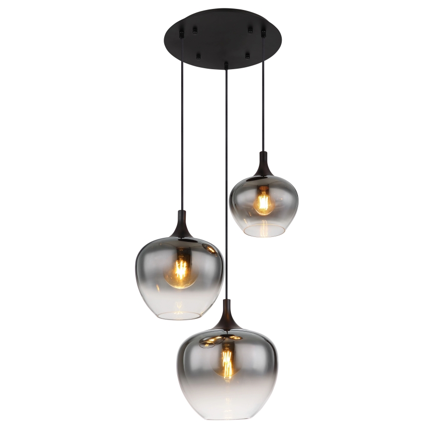 Globo - Suspension filaire 3xE27/40W/230V d. 48 cm noir