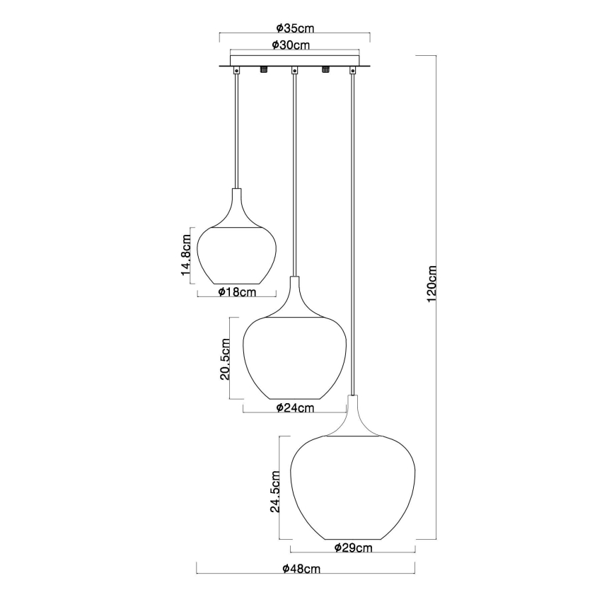 Globo - Suspension filaire 3xE27/40W/230V cuivre