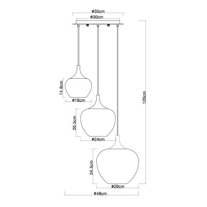 Globo - Suspension filaire 3xE27/40W/230V blanc/anthracite