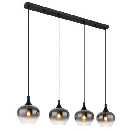 Globo - Suspension sur câble 4xE27/40W/230V noire