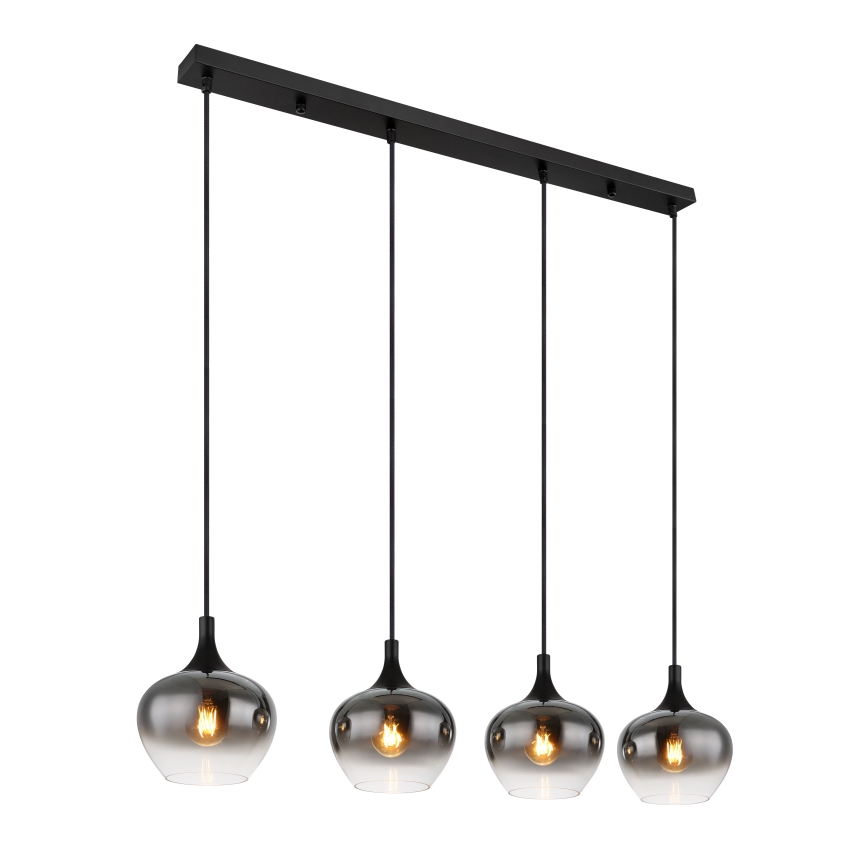 Globo - Suspension sur câble 4xE27/40W/230V noire