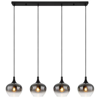 Globo - Suspension sur câble 4xE27/40W/230V noire