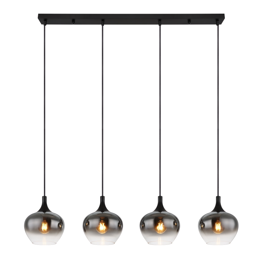 Globo - Suspension sur câble 4xE27/40W/230V noire