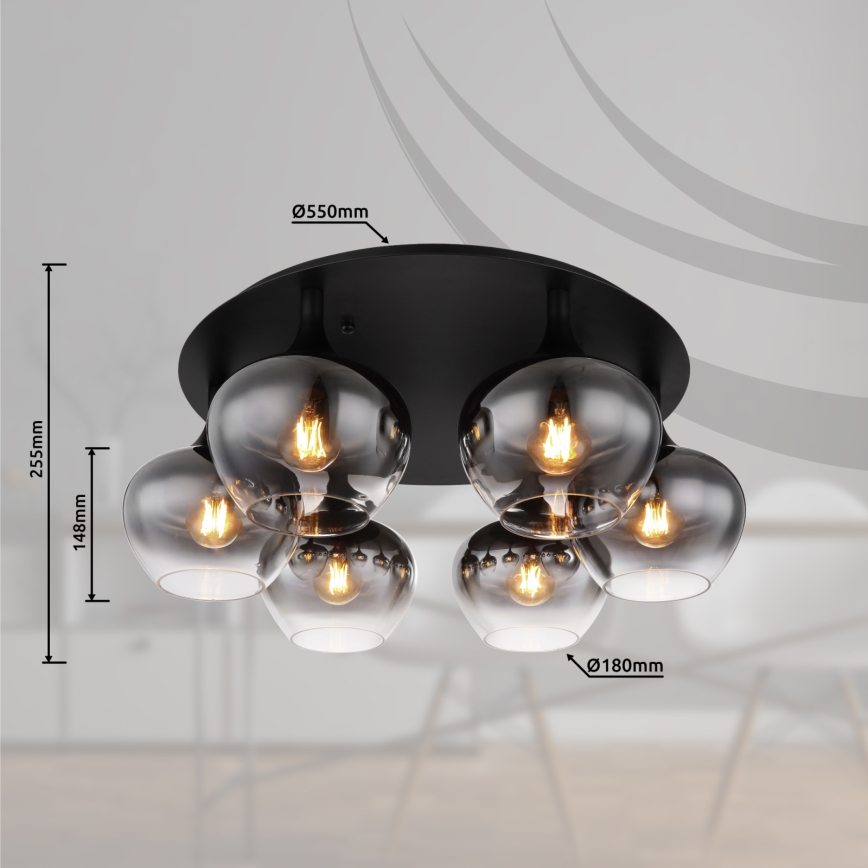 Globo - Lustre plafonnier 6xE27/40W/230V Ø 65 cm noir
