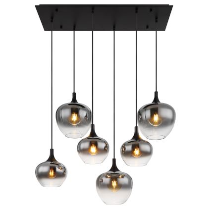 Globo - Suspension filaire 6xE27/40W/230V noir