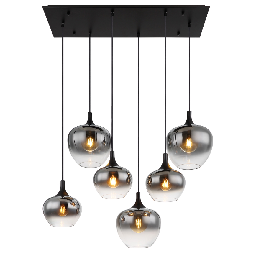 Globo - Suspension filaire 6xE27/40W/230V noir