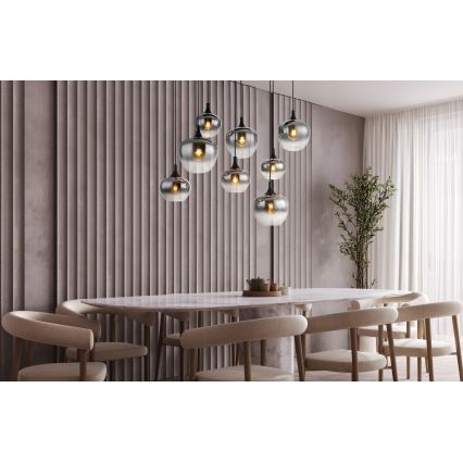 Globo - Suspension sur câble 8xE27/40W/230V noir