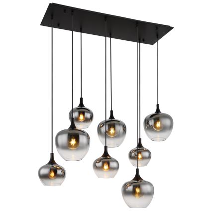 Globo - Suspension sur câble 8xE27/40W/230V noir