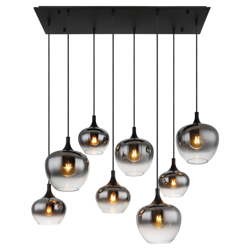 Globo - Suspension sur câble 8xE27/40W/230V noir