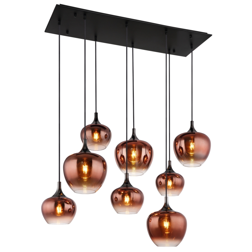 Globo - Suspension sur câble 8xE27/40W/230V, finition cuivrée