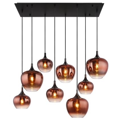 Globo - Suspension sur câble 8xE27/40W/230V, finition cuivrée