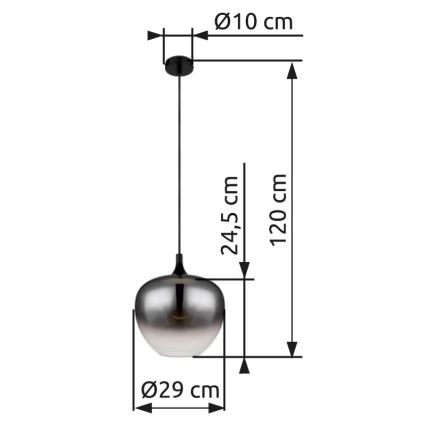 Globo - Suspension filaire 1xE27/60W/230V d. 29 cm noir