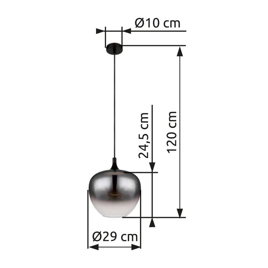 Globo - Suspension filaire 1xE27/60W/230V d. 29 cm noir