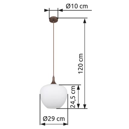 Globo - Suspension filaire 1xE27/60W/230V d. 29 cm blanc/marron