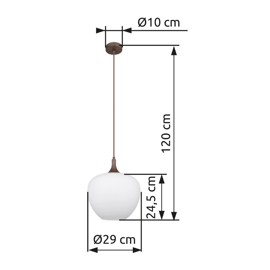 Globo - Suspension filaire 1xE27/60W/230V d. 29 cm blanc/marron