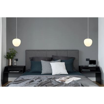 Globo - Suspension filaire 1xE27/60W/230V d. 29 cm blanc