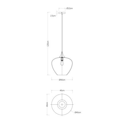 Globo - Suspension filaire 1xE27/60W/230V d. 40 cm noir