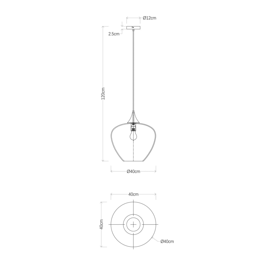 Globo - Suspension filaire 1xE27/60W/230V d. 40 cm noir