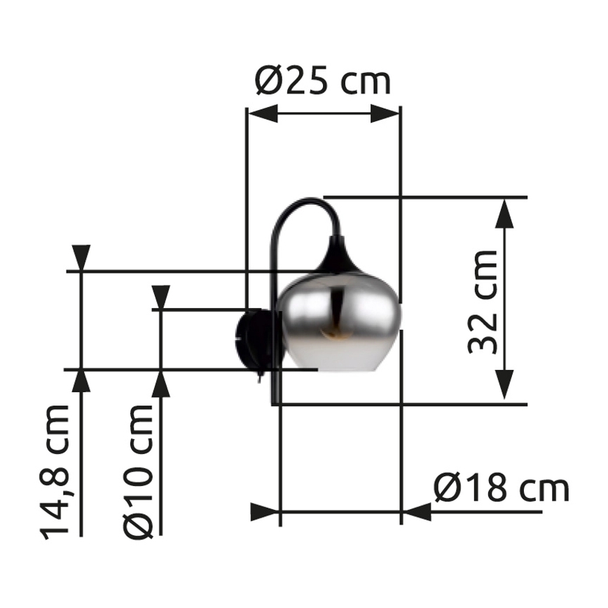Globo - Applique murale 1xE27/40W/230V noir