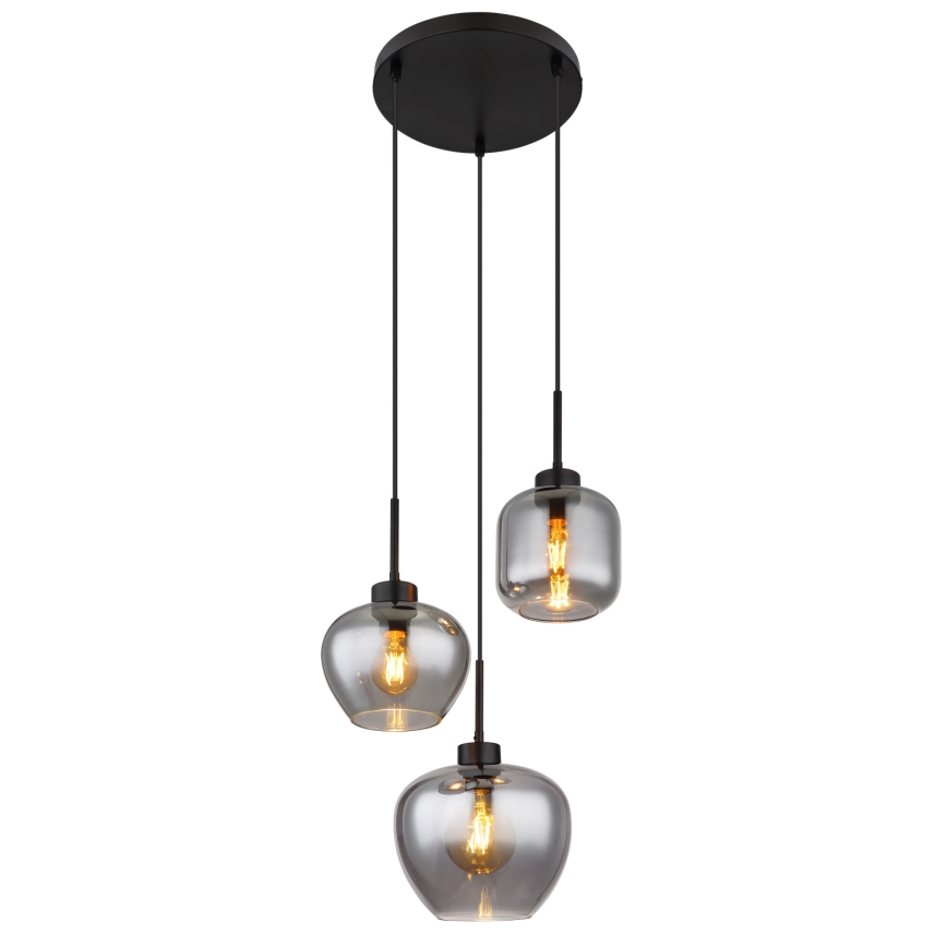 Globo - Lustre sur câble 3xE27/40W/230V noir