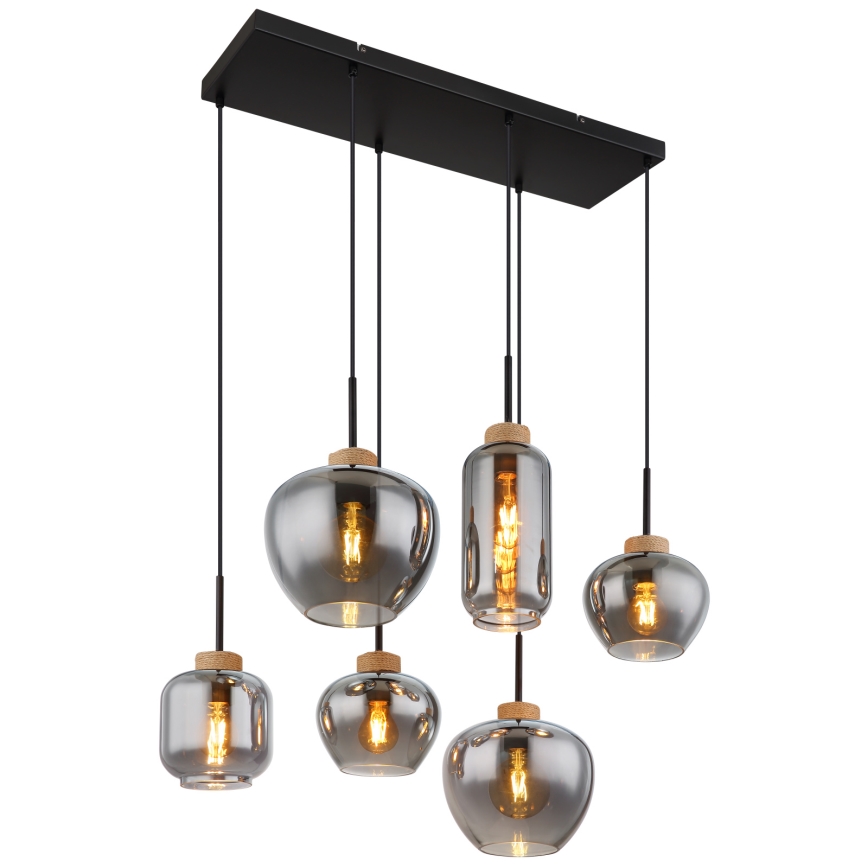 Globo - Lustre sur câble 6xE27/40W/230V noir