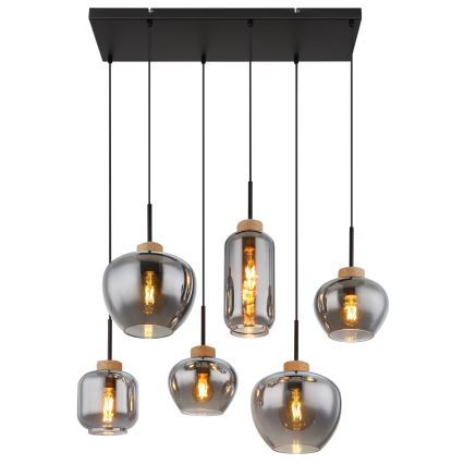 Globo - Lustre sur câble 6xE27/40W/230V noir