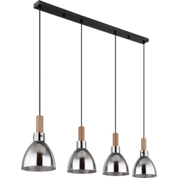Globo 15550-4H - Suspension sur câble MATTEA 4xE27/6W/230V noir/verre fumé