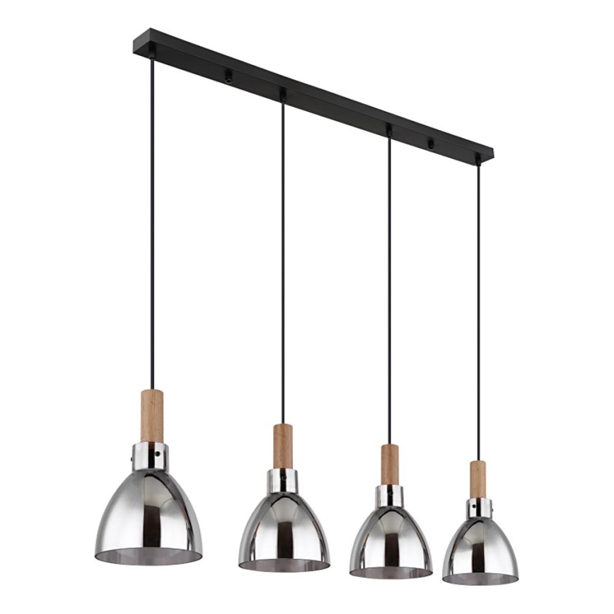 Globo 15550-4H - Suspension sur câble MATTEA 4xE27/6W/230V noir/verre fumé