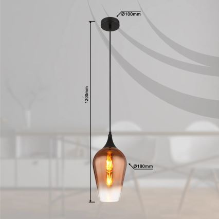 Globo - Suspension filaire 1xE27/60W/230V d. 18 cm cuivre