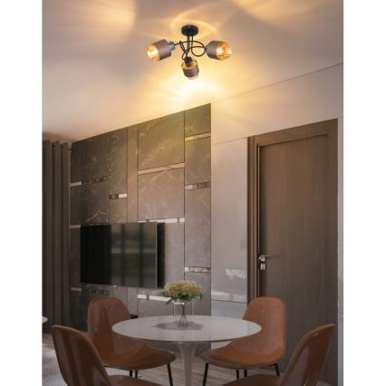 Globo - Lustre fixé au plafond 3xE27/40W/230V noir/bronze