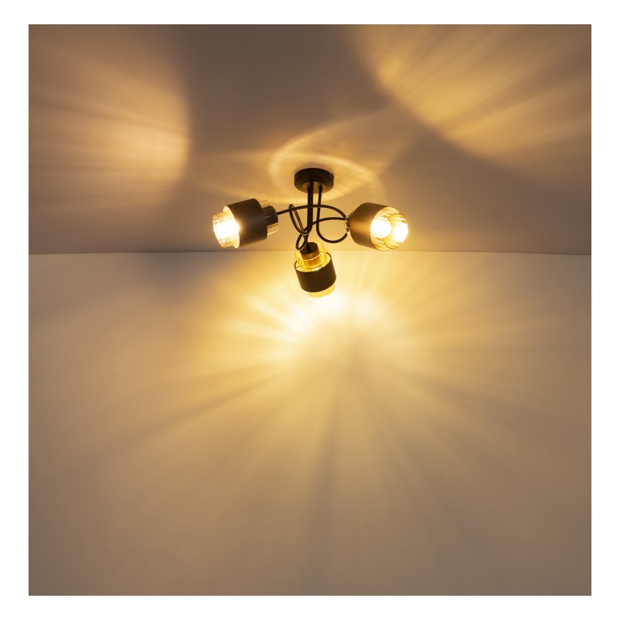 Globo - Lustre fixé au plafond 3xE27/40W/230V noir/bronze