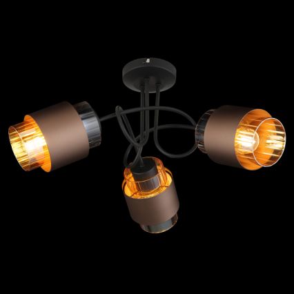 Globo - Lustre fixé au plafond 3xE27/40W/230V noir/bronze