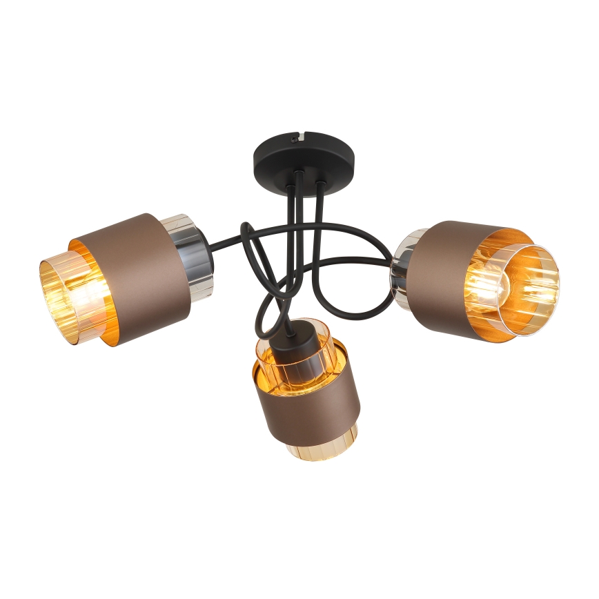 Globo - Lustre fixé au plafond 3xE27/40W/230V noir/bronze