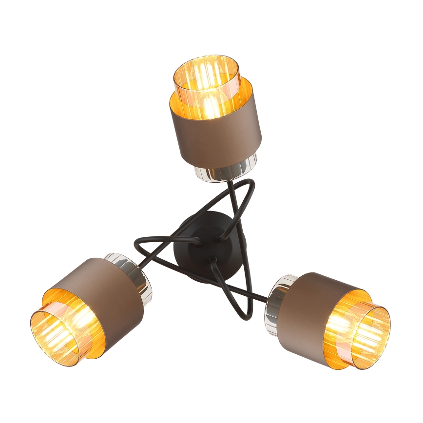Globo - Lustre fixé au plafond 3xE27/40W/230V noir/bronze