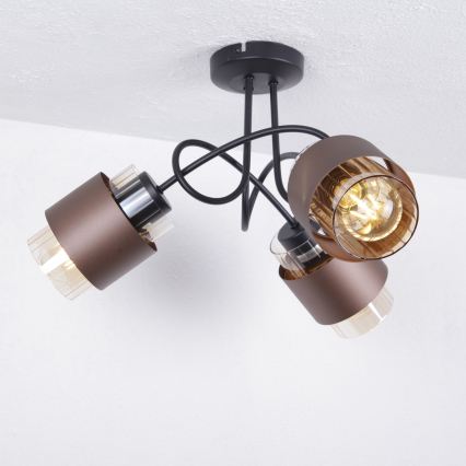 Globo - Lustre fixé au plafond 3xE27/40W/230V noir/bronze