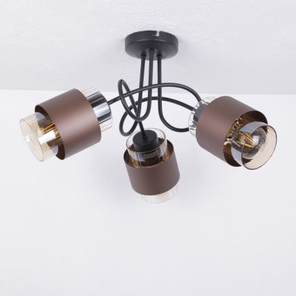 Globo - Lustre fixé au plafond 3xE27/40W/230V noir/bronze