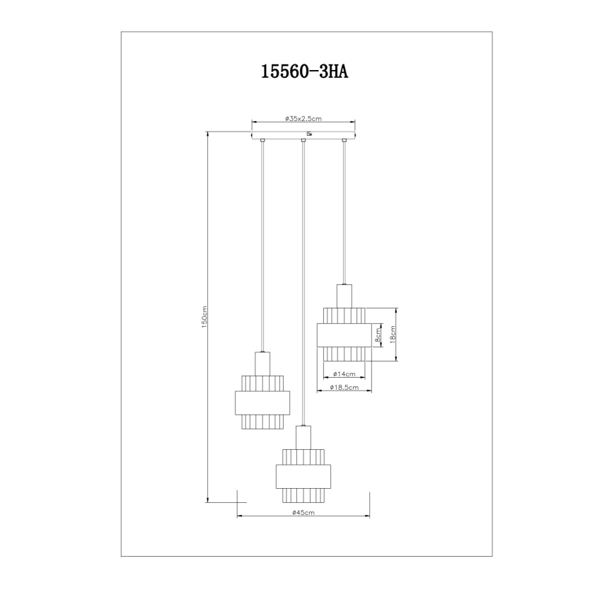 Globo - Suspension sur câble 3xE27/60W/230V