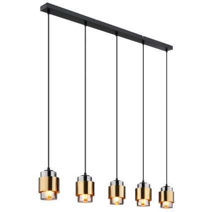 Globo - Suspension sur câble 5xE27/40W/230V noir/laiton