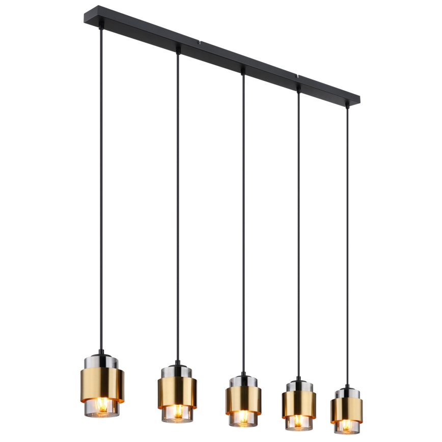 Globo - Suspension sur câble 5xE27/40W/230V noir/laiton