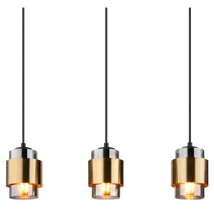 Globo - Suspension sur câble 5xE27/40W/230V noir/laiton