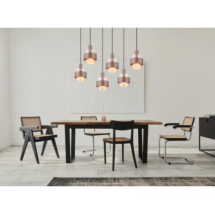 Globo - Suspension sur câble 6xE27/60W/230V marron