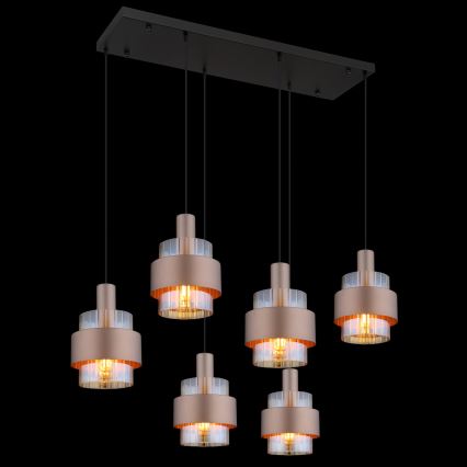 Globo - Suspension sur câble 6xE27/60W/230V marron