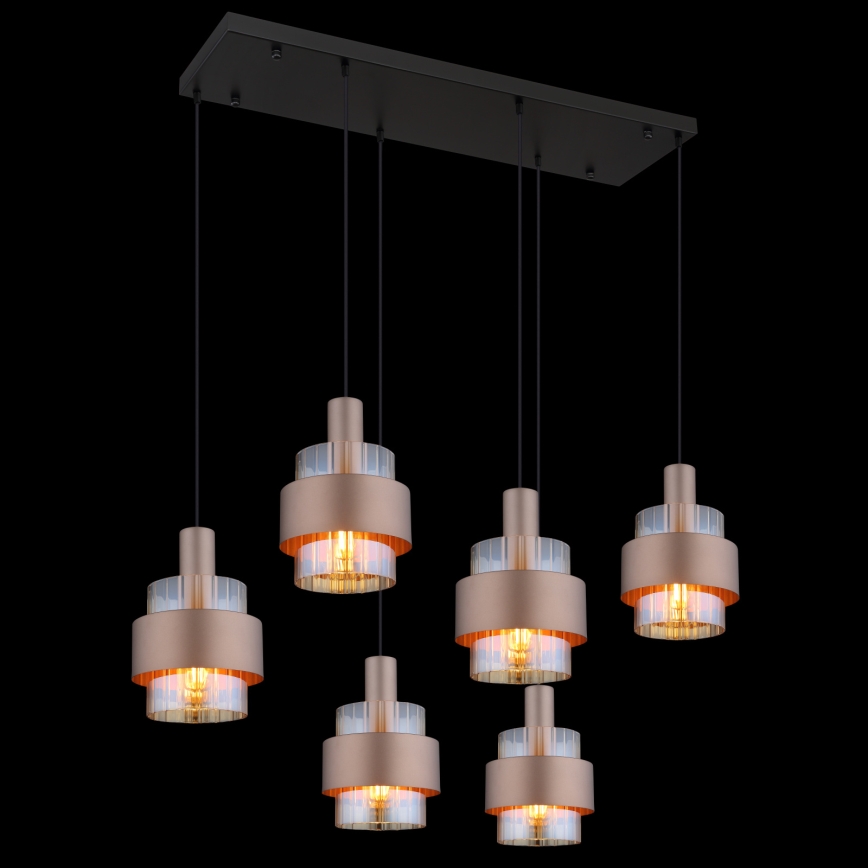 Globo - Suspension sur câble 6xE27/60W/230V marron